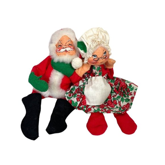Vintage Annalee Dolls Mr. & Mrs. Santa Claus Red Suit 1963 Collectible - Picture 1 of 10